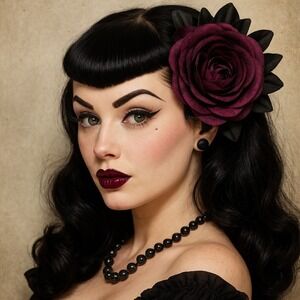 Black Dahlia Plum Ranunculus Tiki Luau Floral Fascinator Gothic Hair Flower Clip